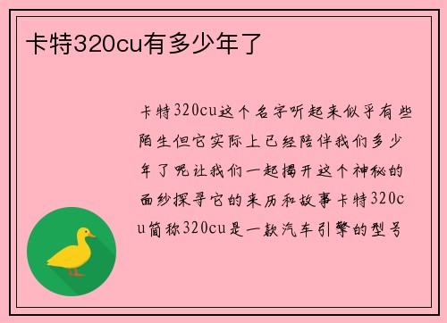 卡特320cu有多少年了